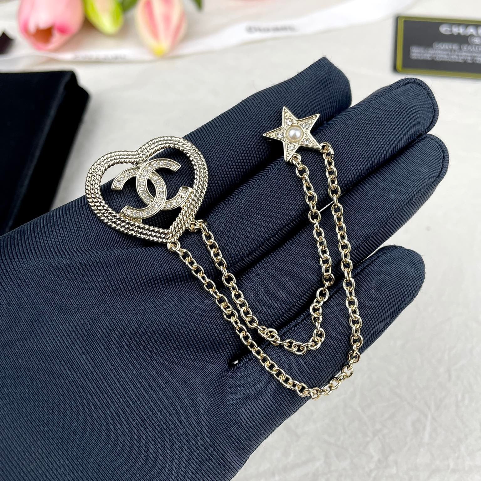 Chanel Heart Star Brooch