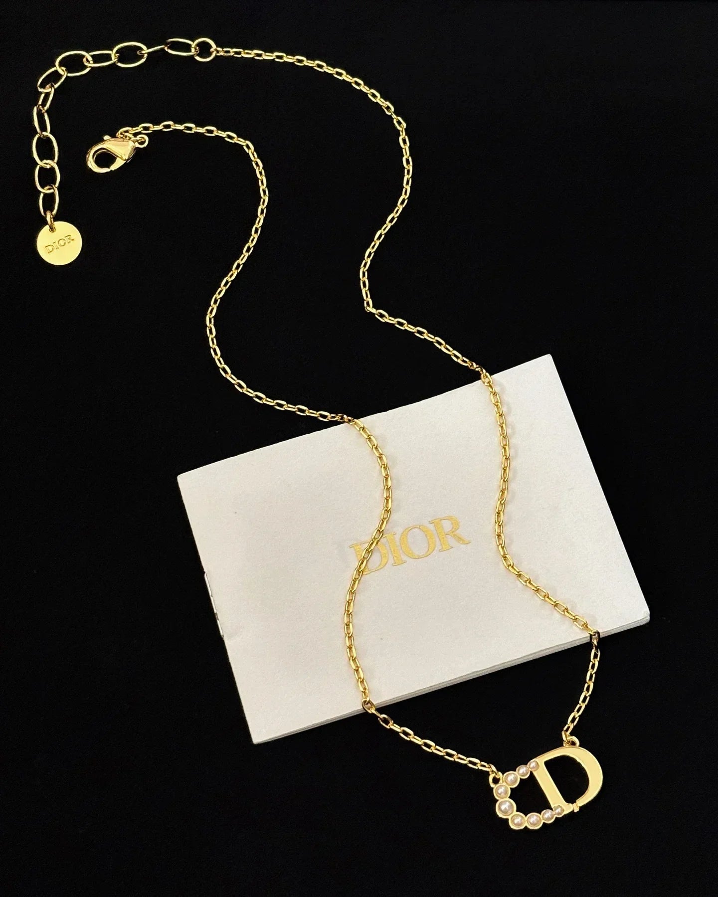 Dior Half Pearl Letter Necklace